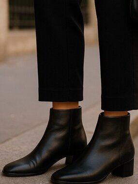 VIA SPIGA VINTAGE Y2K Black Leather Ankle Boots 37.5 7 Minimalist Industrial